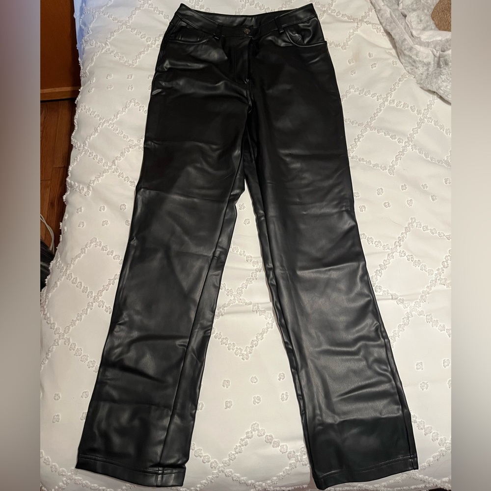 Black Faux-Leather Pants